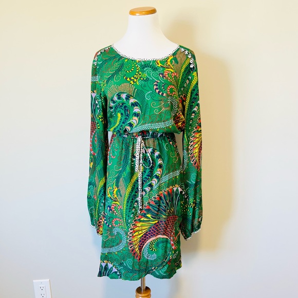 EUC Anthropologie Maeve Green Paisley Janis Dress Size 14 - Picture 2 of 10